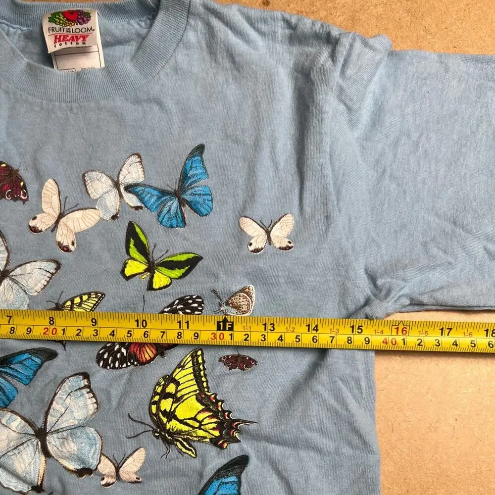 Blue Butterfly T-Shirt Kids 10/12 Glows in the Dark